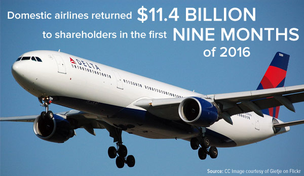 Domestic airlines 11 billion shareholders nine month 2016