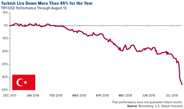 Turkish lira down more than 45% for the year