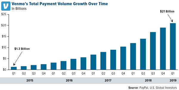 venmo total payment volume growth over time