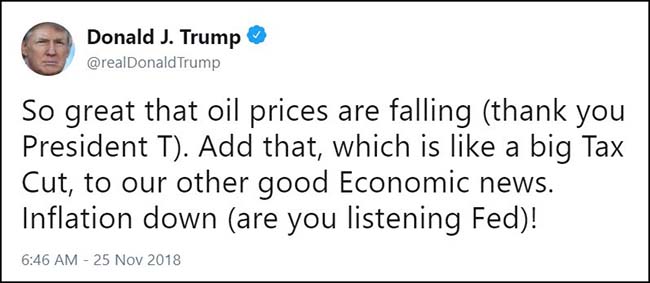 Donal Trump Oil Prices Tweet