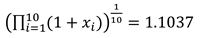 Geometric Mean of the Returns