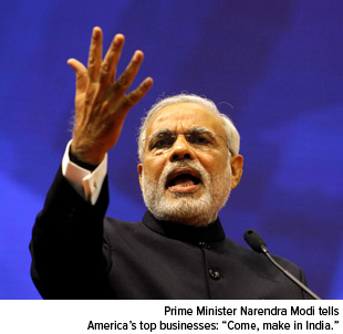 Prime Minister Narendra Modi tells America's top Businesses: "Come, make in India."