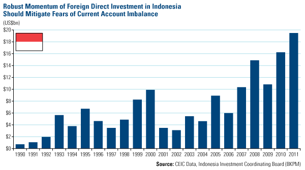 Robust Momentum of Foreign Direct Investment in Indonesia Should Mitigate Fears of Current Account Imbalance